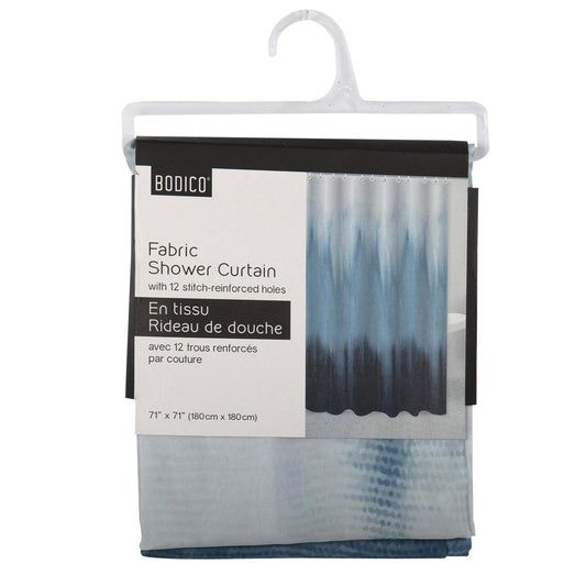 Bodico, Fabric Shower Curtain, blue wash, 70x70", hanger w header