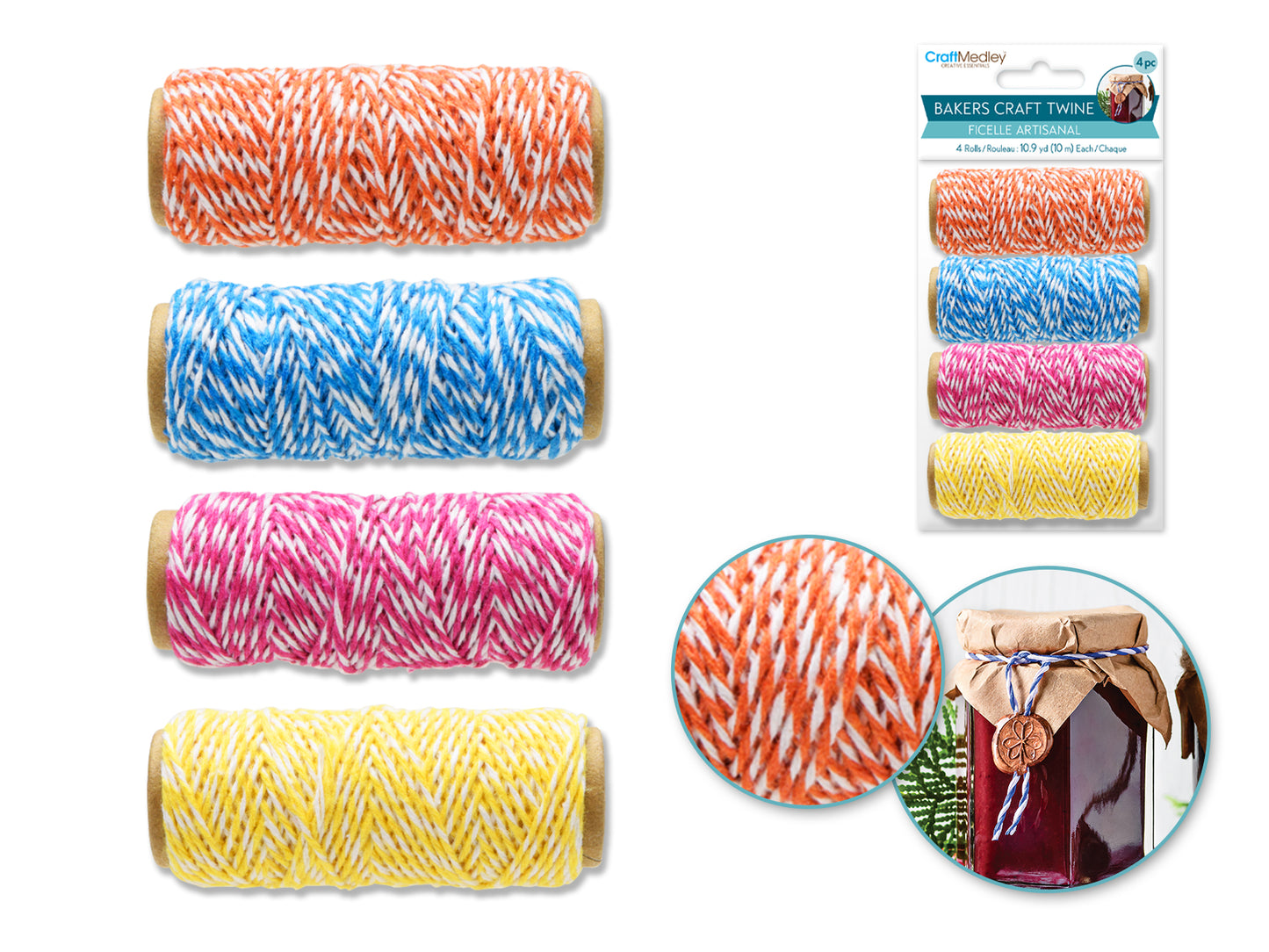 Craft Medley: 30m Bakers Twine 4 Spools Asst (4x10m) C) Tropicana