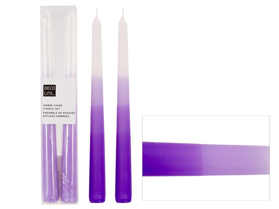 Deco Lite Dipped Tapers Set/2, 10", Lilac, PVC box