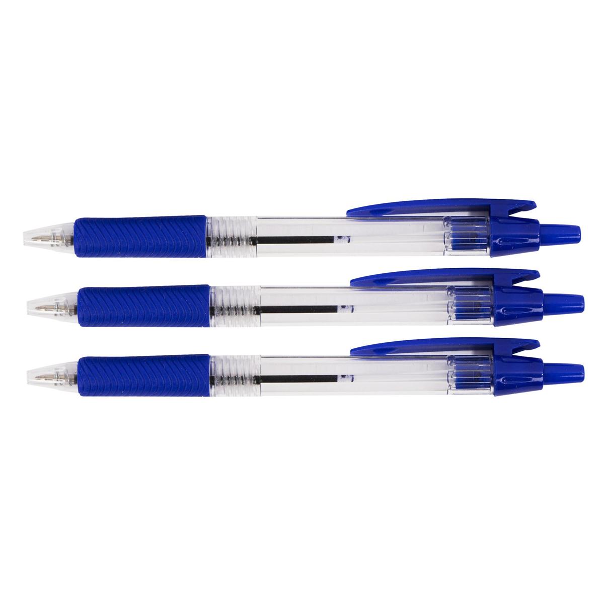 O.WKs. 3-pc Retractable Pens, Blue/Black