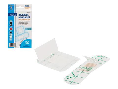 Bodico, 30-pc Invisible Bandages,  Waterproof, col. box