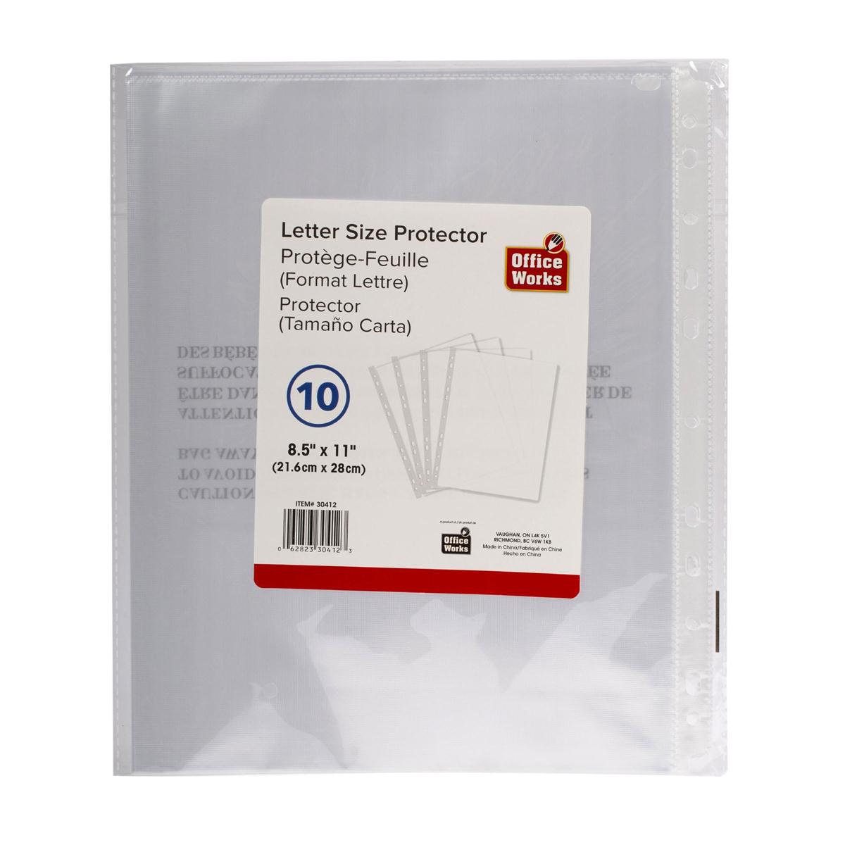 O.WKs. 10-pc Sheet Protector, 8.5"x 11" pp bg w/lbl 36/dsp