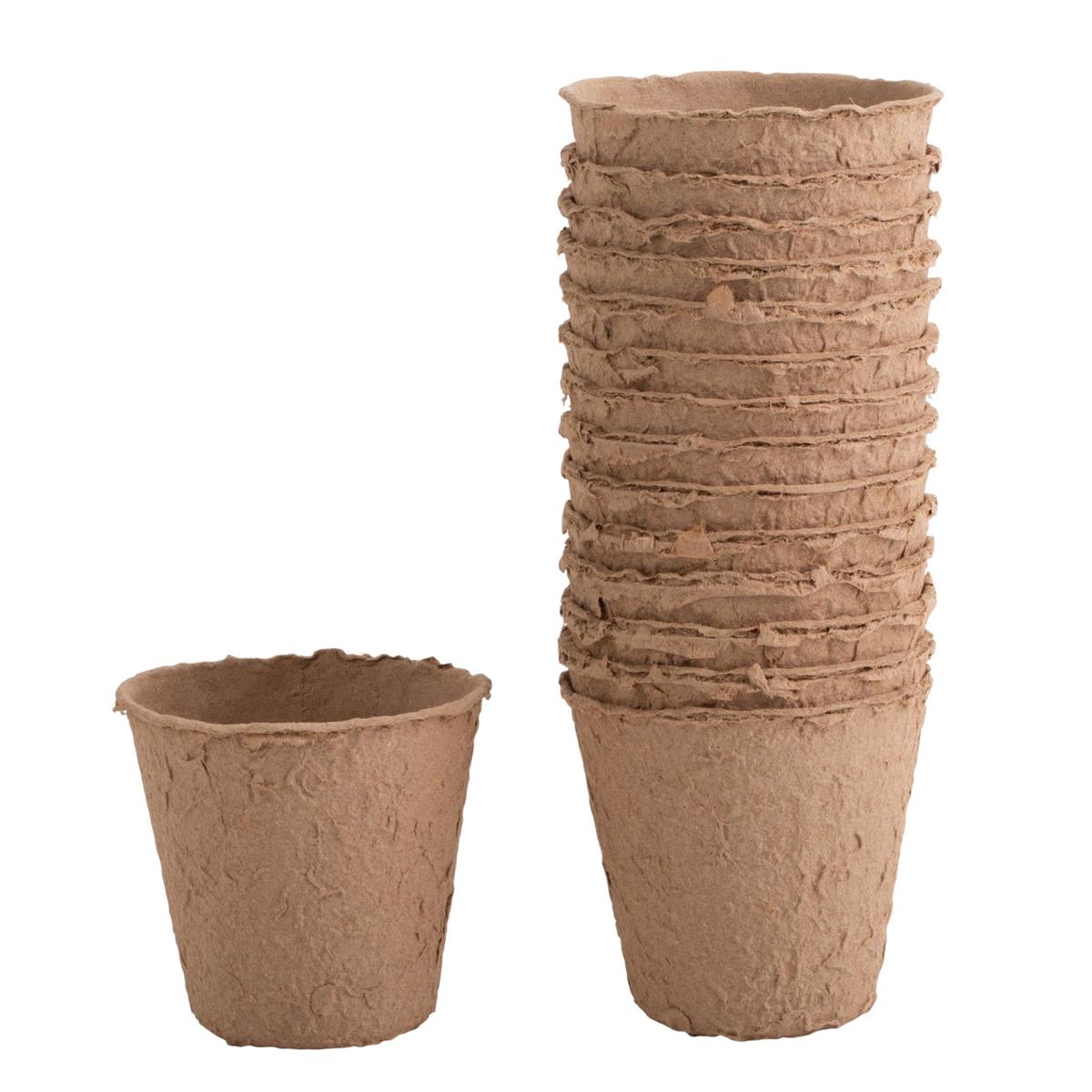 Garden E. 15pcs 3" Fibre Plant Pot, Shrink Wrapped w/ Label