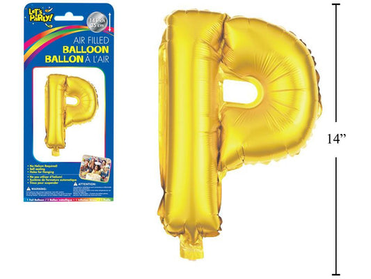 Let's Party "P" Gold Air Filled Balloon,14"