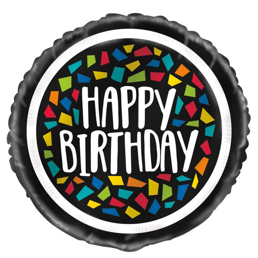 Colorful Mosaic Birthday Round Foil Balloon 18"  Packaged
