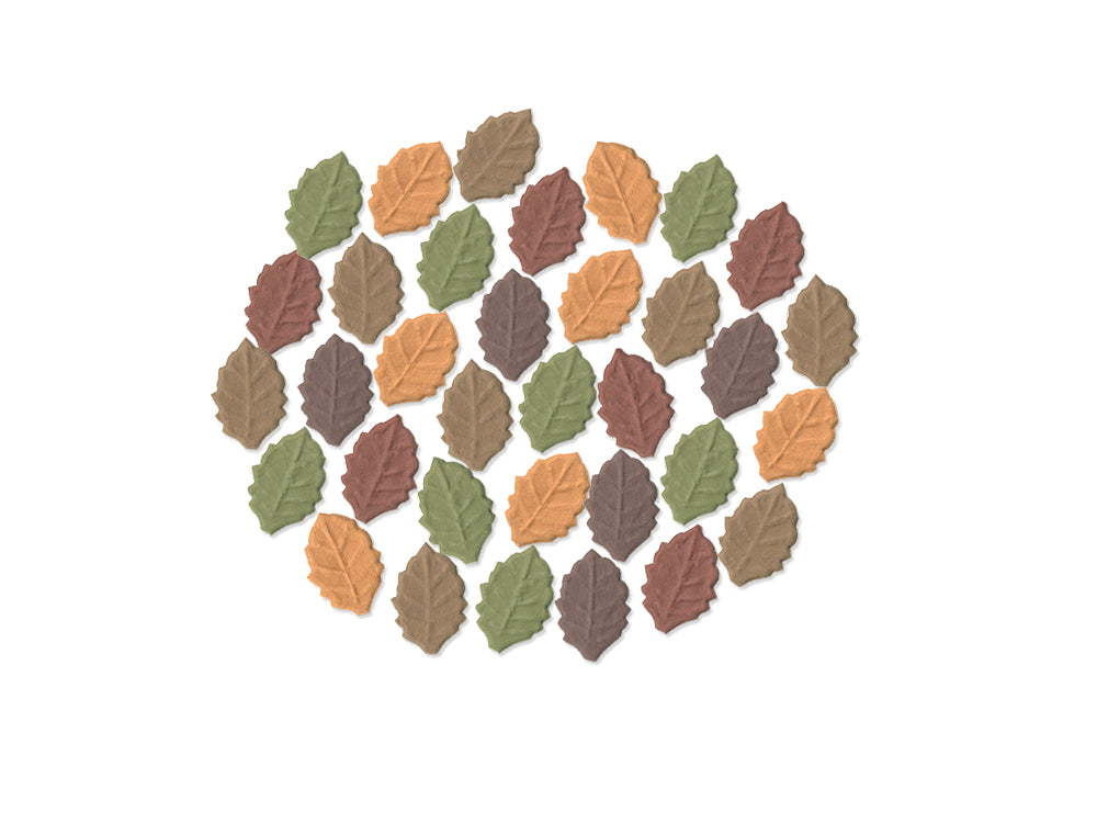 Floral Embellish: 1.5"x1" Leaves Self-Stick Embossed Handmade Paper 34pc B) Autumn Blend