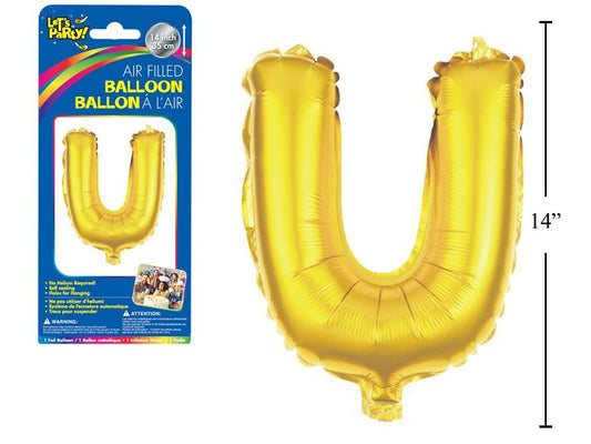 Let's Party "U" Gold Air Filled Balloon,14"