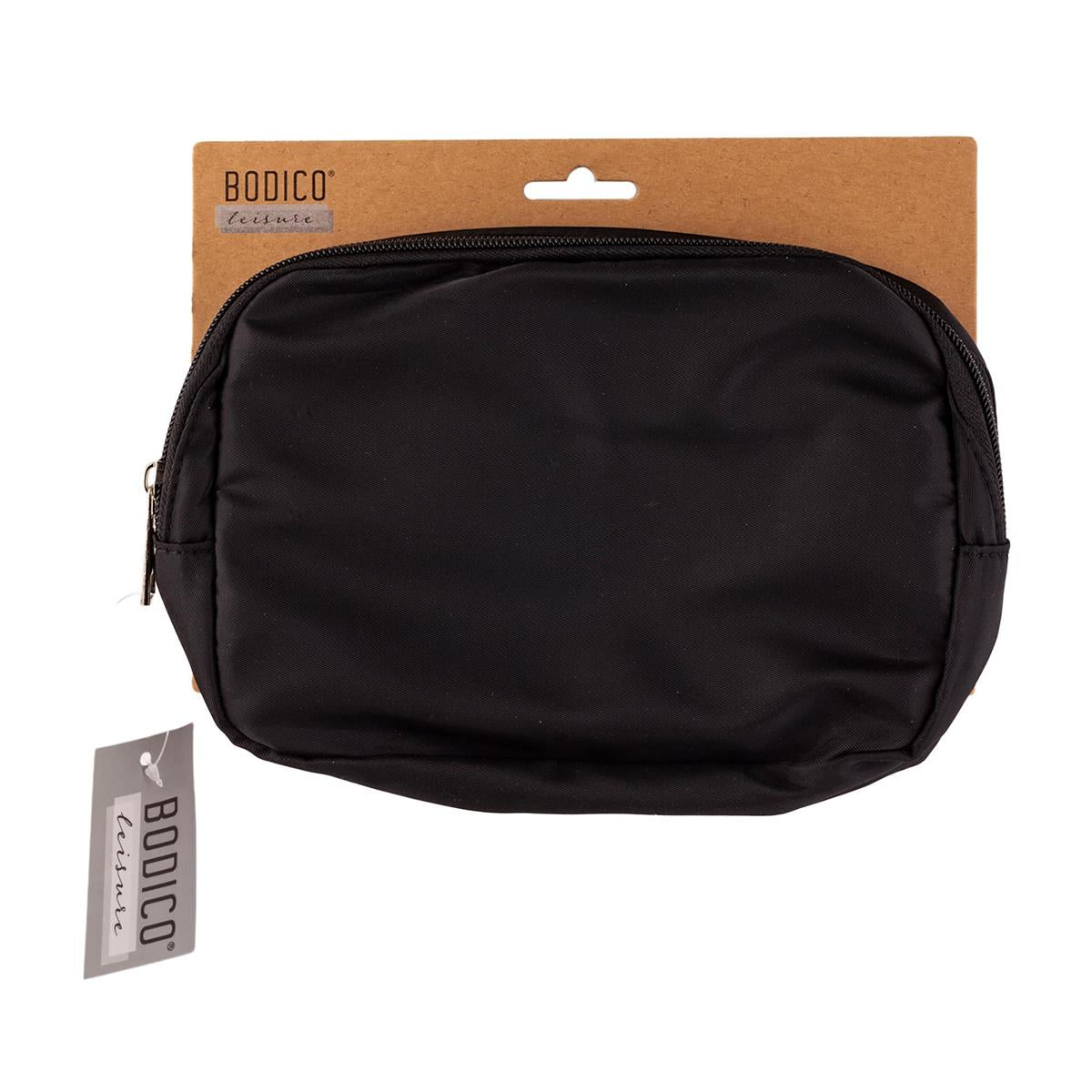 Bodico, Matte Black Fanny Waist Pouch, black, Kraft backcard+h/t