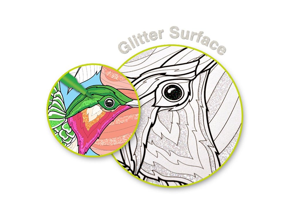 Color Factory: Glitter Coloring Pad 8.25"X8.25" 180Gsm 24Sht M) Exotic Animals