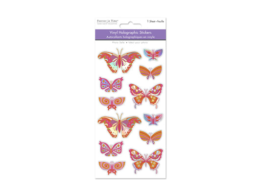 Paper Craft Sticker: 3.9"x7.5" Vinyl Holographic B) Butterfly