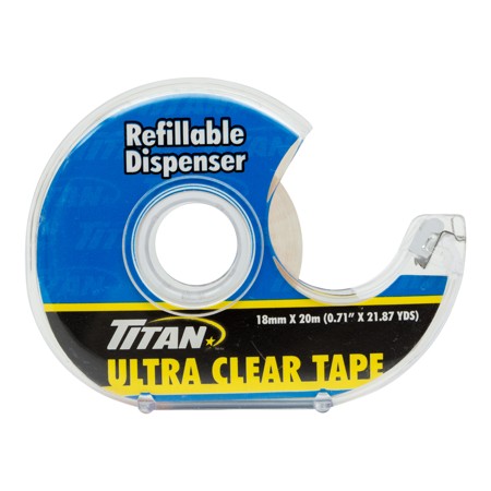 TITAN ULTRA CLEAR TAPE IN DISPENSER 18mm X 20m