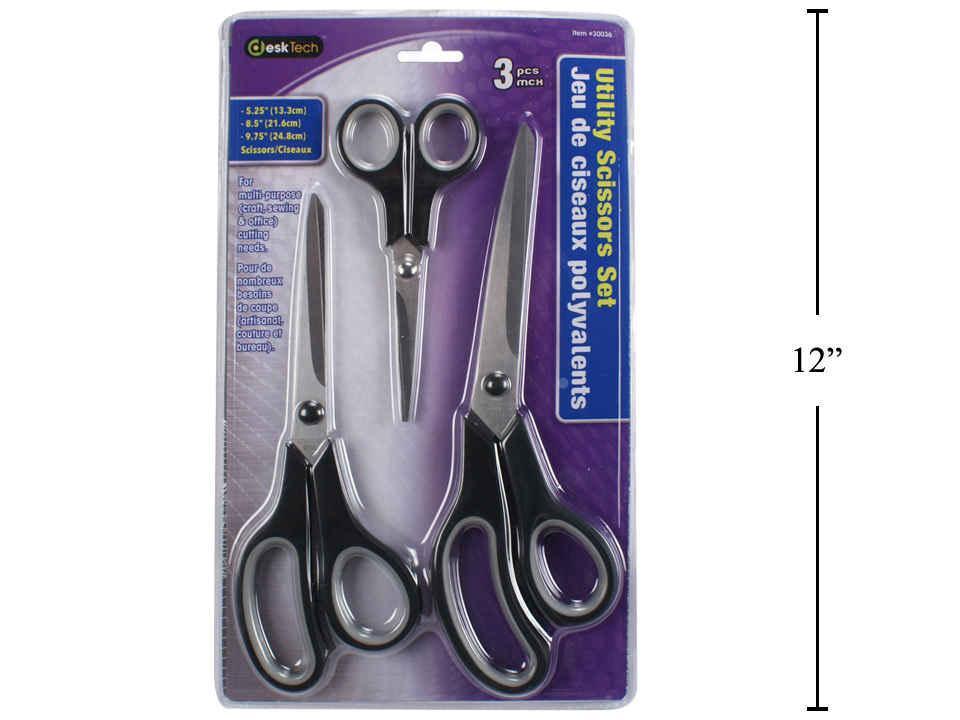 Desk Tech 3-Pc Utility Scissors Set clam pack