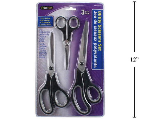 Desk Tech 3-Pc Utility Scissors Set clam pack