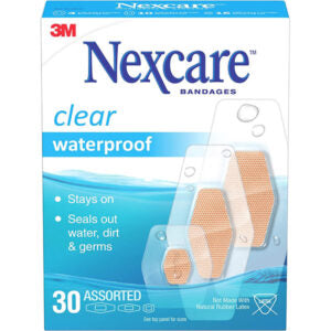 Bandages Clear/Waterproof 30Pk Assorted