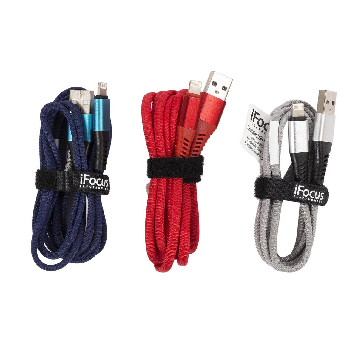 iFocus 5ft  Lightning Data cable 3C, Velcro strap, bundle
