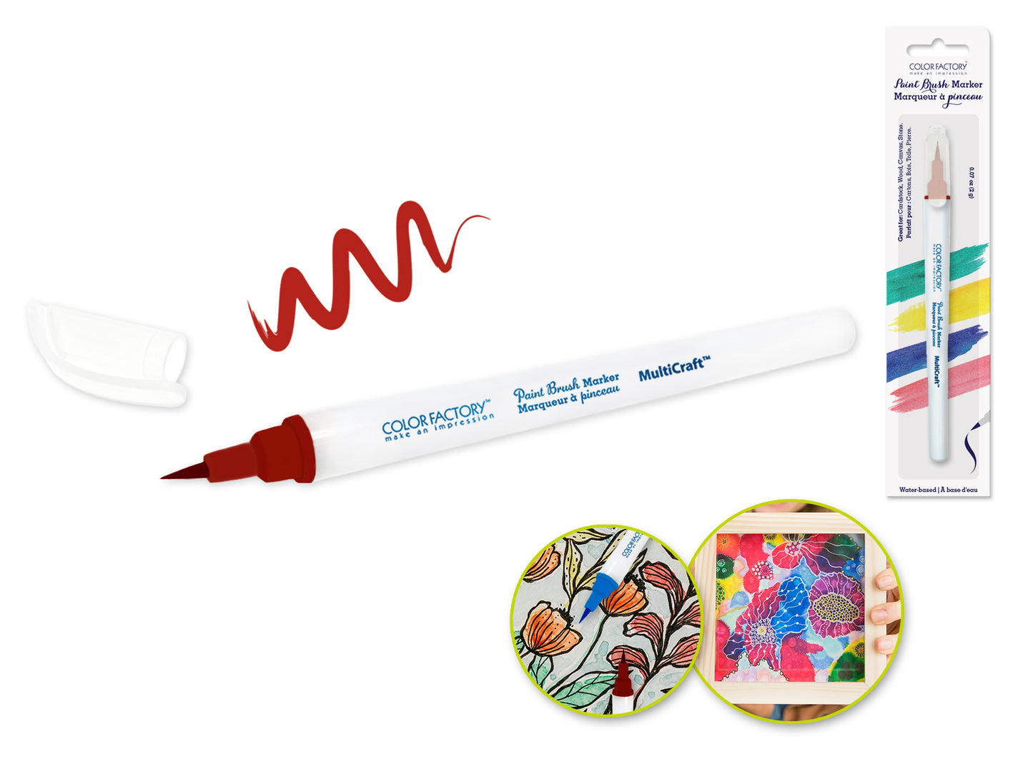 Color Factory: Water Based Paint Brush Marker 1.8g J) Red