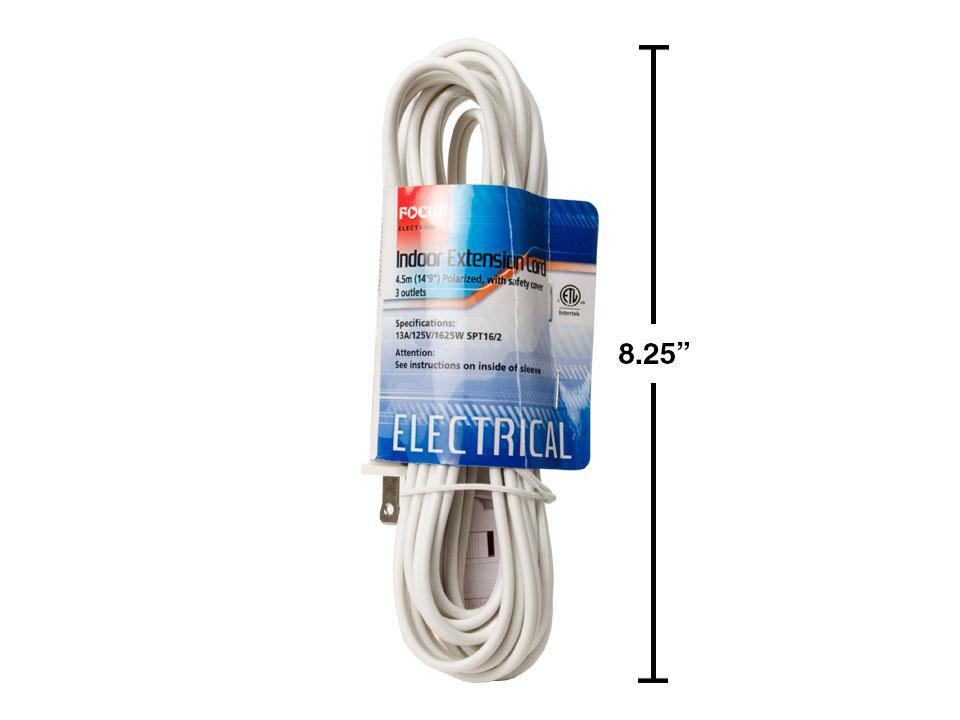 Focus Elect. 4.5M Extension Cord , White, CSA,  sleeve