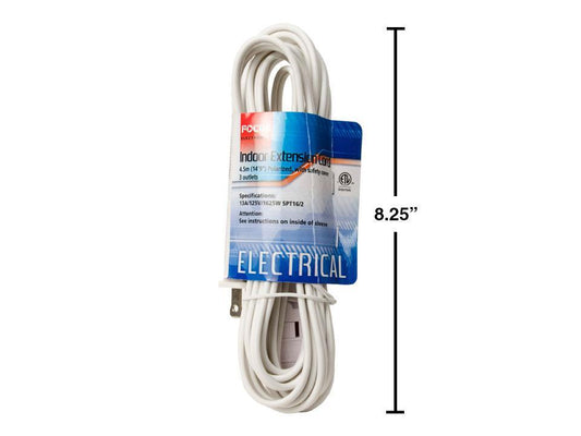 Focus Elect. 4.5M Extension Cord , White, CSA,  sleeve