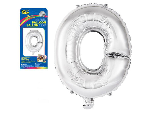 Let's Party "O" Silver Air Filled Balloon, 14"