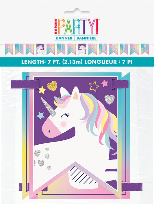 Unicorn "Hip Hip Hooray" Pennant Banner – 7 ft Unicorn Birthday Party Decoration
