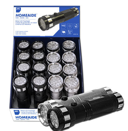 METAL LED FLASHLIGHT - 14 LED 16 PCS PER DISPLAY