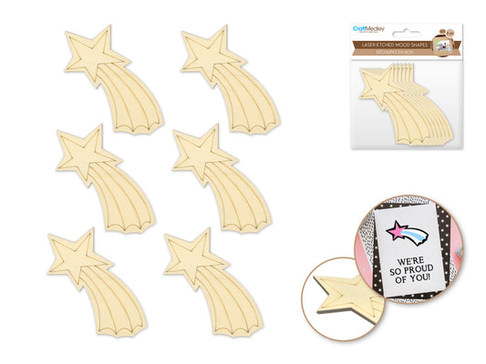 Wood Craft: Laser-Etched Wood Shapes x6 H) Shooting Star