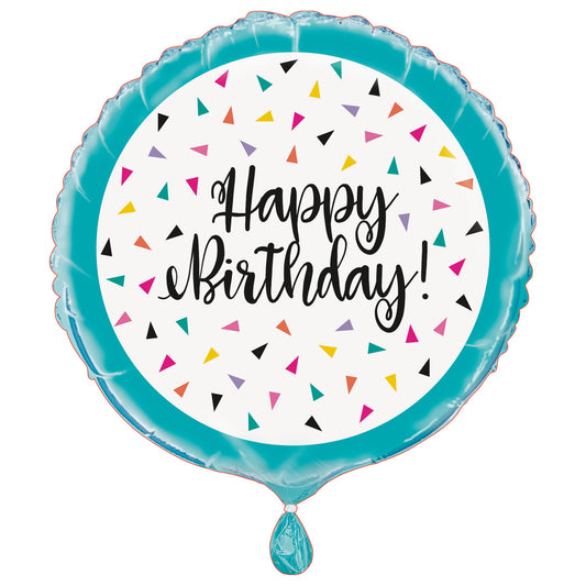 Foil Balloon 18": Triangle Confetti Birthday - Round