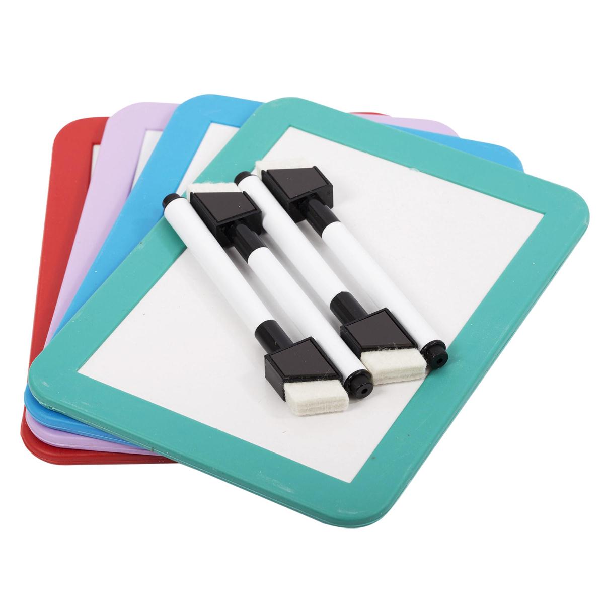 O.WKs. 4x5.5" Magnetic White Board w/Mker, 4 col.