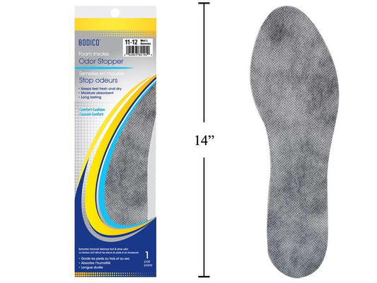 Bodico, Men's Odour Insoles, S:11-12, black, printed bag w UPC