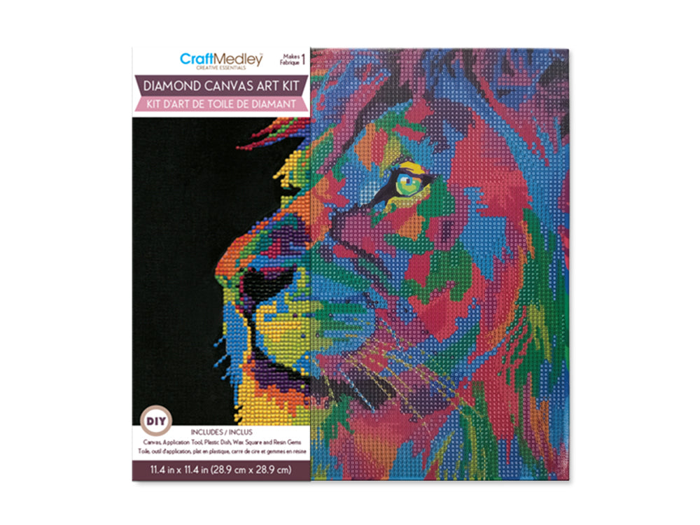 Stretch Artist Diamond Painting Canvas Kit: 11.4"x11.4" Primed Back-Stapld B) Lion