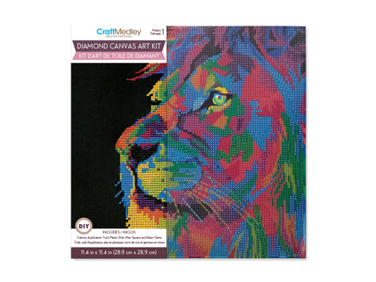 Stretch Artist Diamond Painting Canvas Kit: 11.4"x11.4" Primed Back-Stapld B) Lion