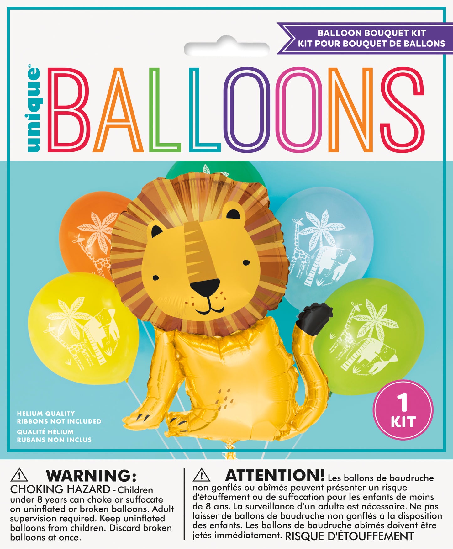 Foil & Latex Balloon Bouquet Kit - Lion Giant , 6pc