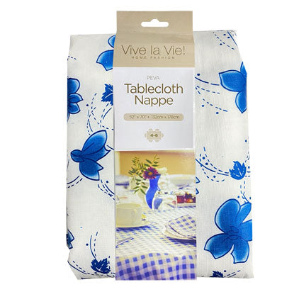PEVA T/CLOTH-BLUE FLOWER 52X70