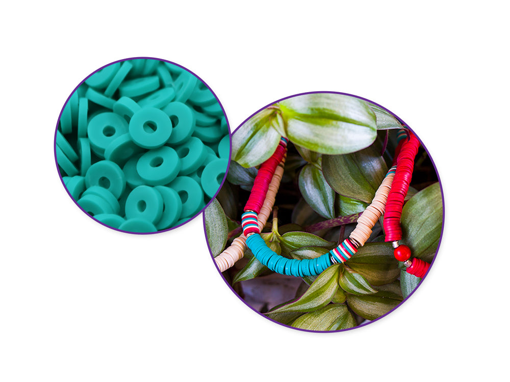 Polymer Clay Beads: 6mm Round Heishi 45g 3-Col 15g ea D) Glam