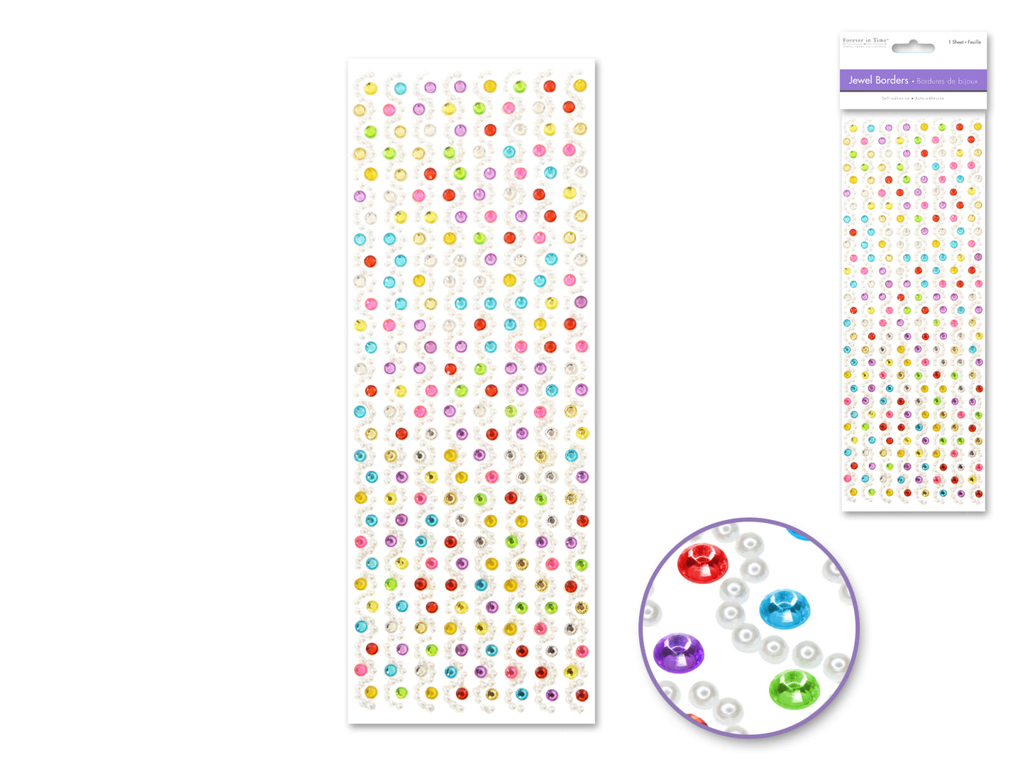 Paper Craft Sticker: 10cmx27cm Jewel Borders O) Confetti Swirl