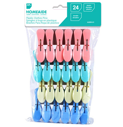CLOTHES PINS-24PCS-MIXED COLORS-L 7.6*2*3.4(CM)
