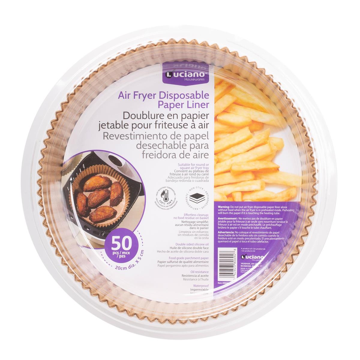 Luciano, 50-pc AirFryer Paper Liner 20cm dia. X 4.5cm, clamshell