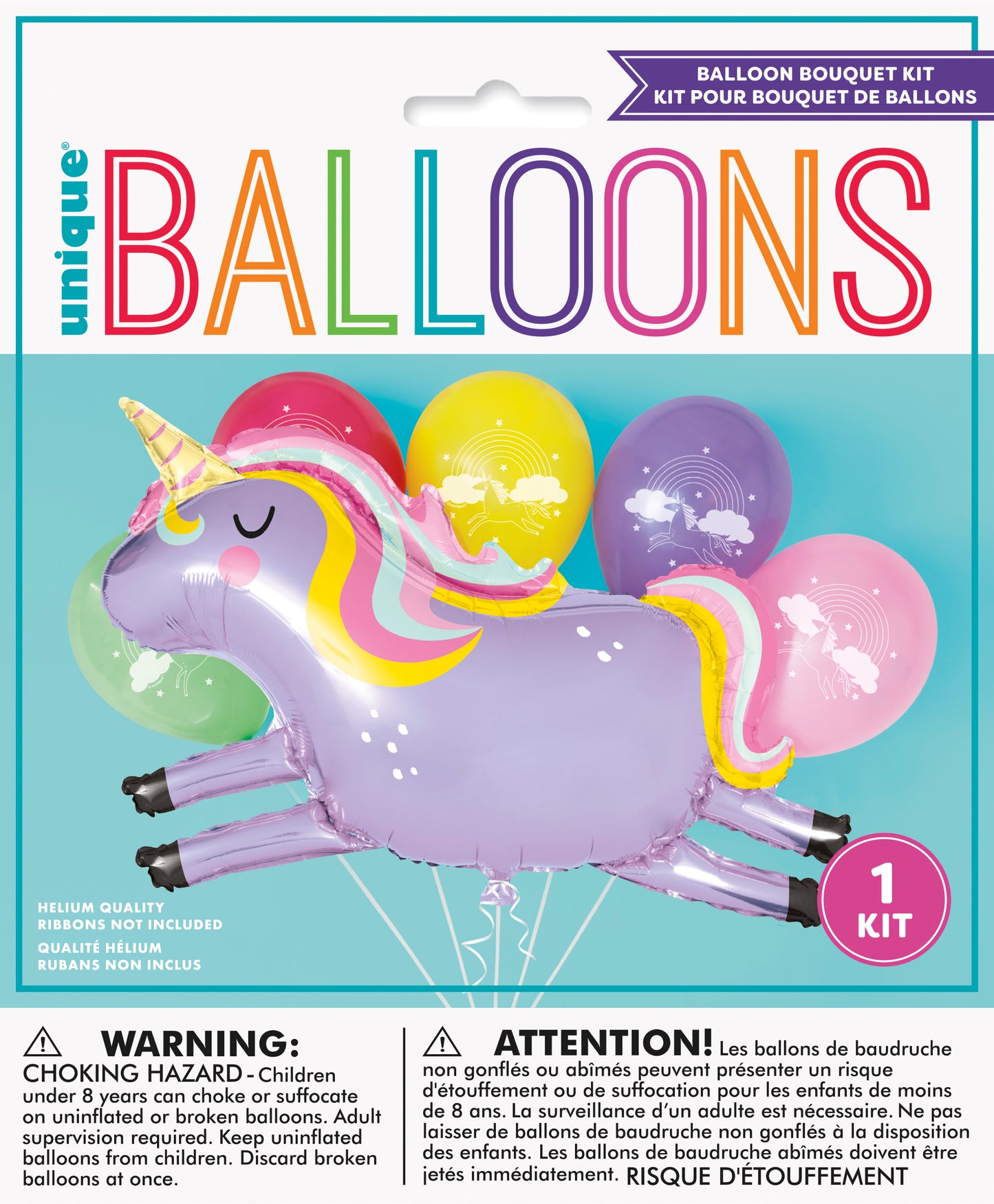 Foil & Latex Balloon Bouquet kit - Unicorn Giant , 6pc