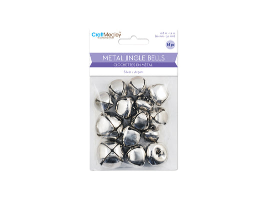 Craft Medley: 20mm-30mm Jingle Bells Metal B) Silver