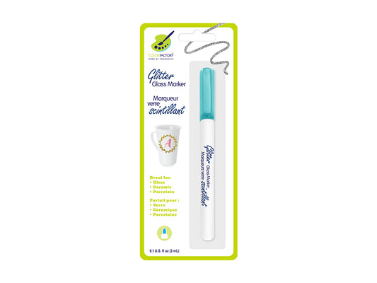 Color Factory: Glitter Glass Marker Ceramic/Porcelain Permanent 3ml A) Aqua Blue