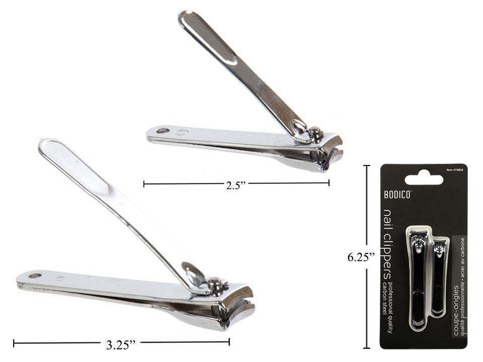Bodico,2-PC Carbon Stl Nail Clipper chrome, double b/c