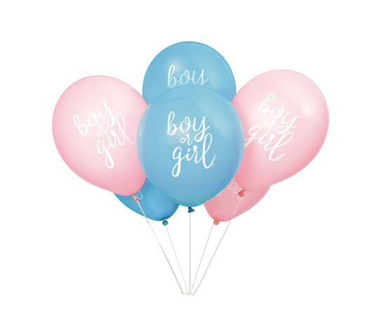 Latex Balloon Kit 12":Boy or Girl Gender Reveal, 8/PK