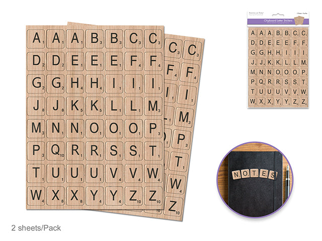 Paper Craft Stickers: 15x20cm Chipboard Letters x112 (2x2cm) 2sheets