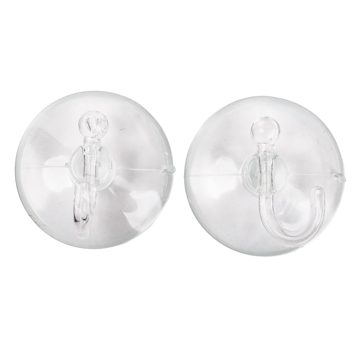 H.E.  2-pc Suction Plastic Hooks,  60mm, b/c