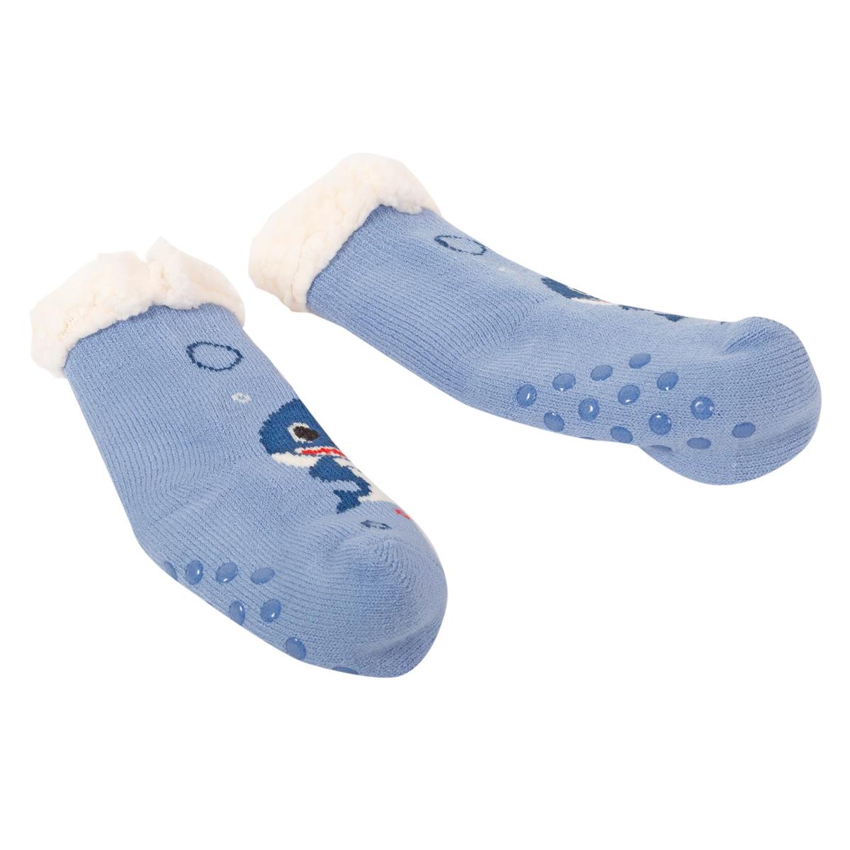 Cozywear Boys Sherpa Socks w/ Grippers, 3/C, Sizes:6-8,9-12, h/c