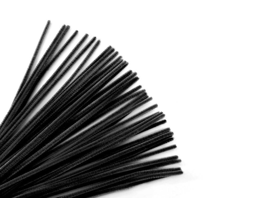 Chenille Stems: 6mmx30cm Standard Pipe Cleaners 40pc B) Black