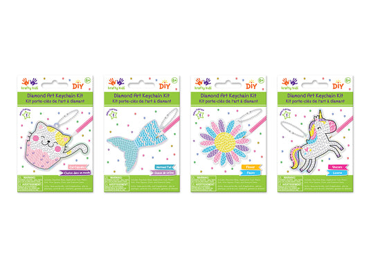 Krafty Kids Kit: Diamond Painting DIY Keychain Kit Assorted 1 eax4styles B) Fantasy Frolic