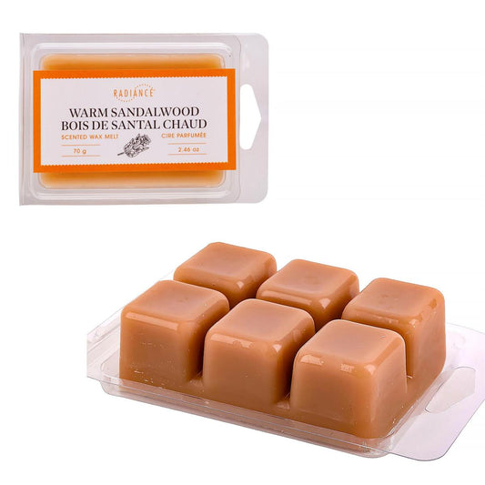 6pc Frosted Scented Wax Melts, Warm Sandalwood, PVC box, 8/tray