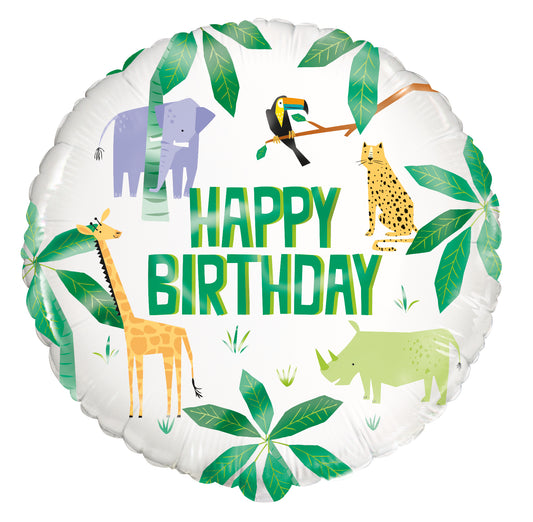 Foil Balloon 18": Animal Safari - Round