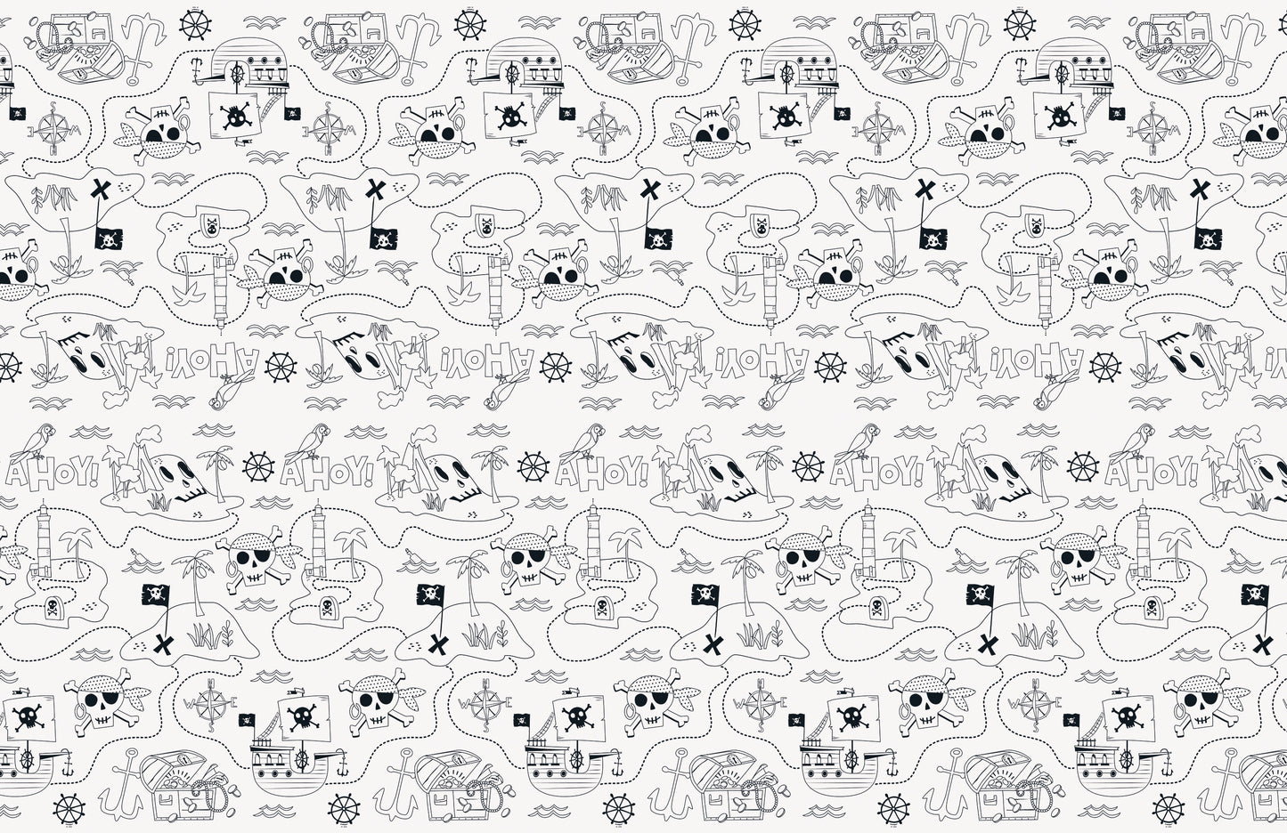 Ahoy Pirate Coloring Paper Table Cover – 54 x 84 Inch